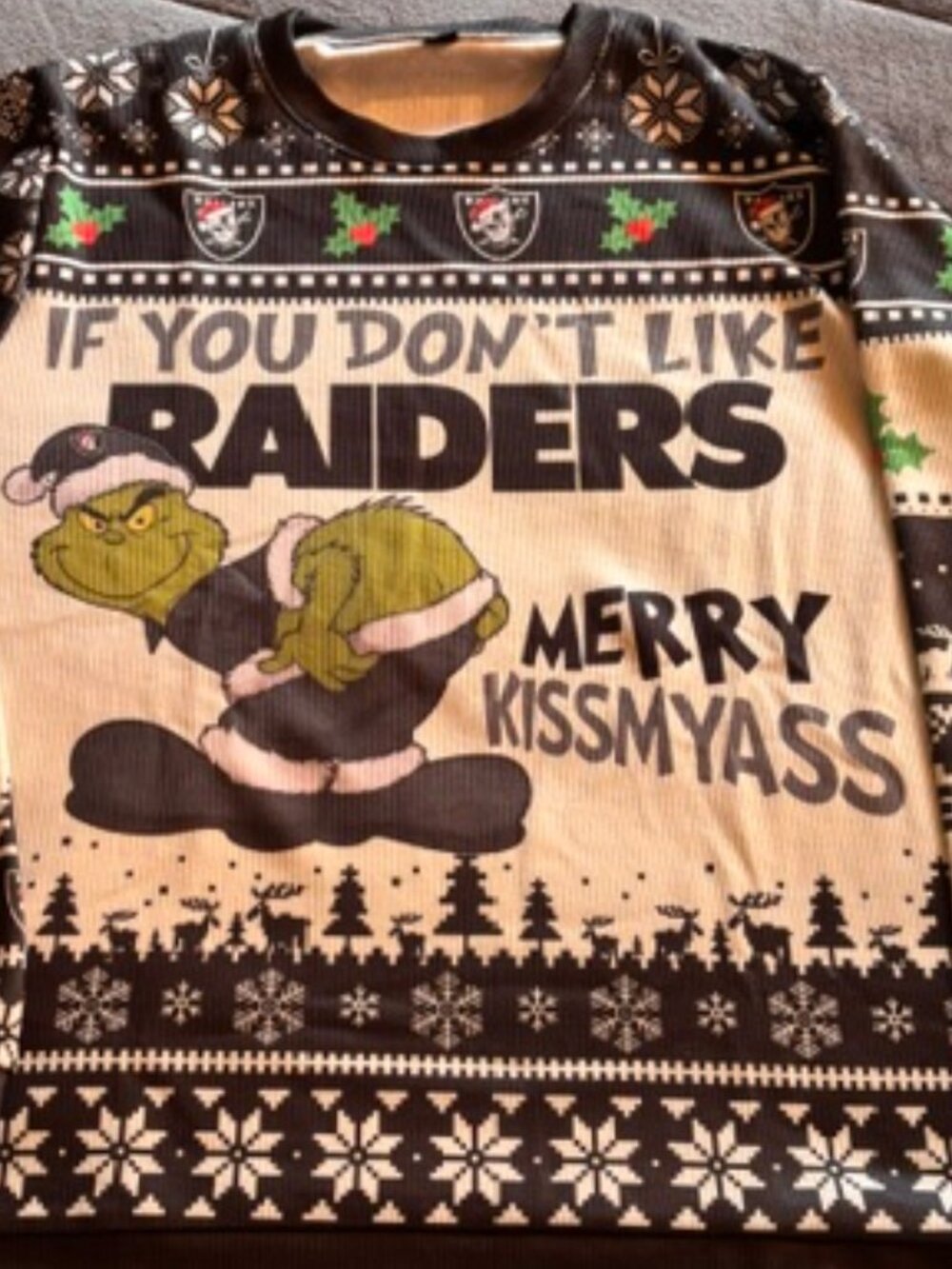 Raiders Fan Funny Christmas long sleeve shirt XL
